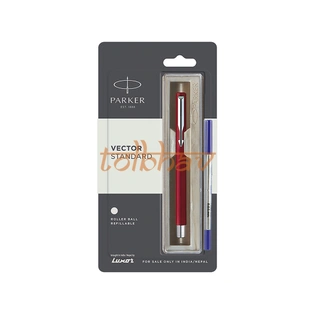 Parker Vector Standard Chrome Trim Roller Ball Pen Red