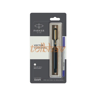 Parker Vector Standard Gold Trim Roller Ball Pen Black