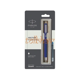 Parker Vector Standard Chrome Trim Fountain Pen Blue