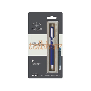 Parker Vector Standard Chrome Trim Fountain Pen Blue