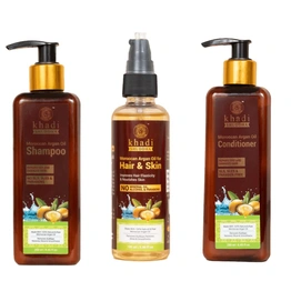 Moroccan Argan Kit (Shampoo, Conditioner, Oil) Repairs Dry & Damaged Hair | No Sls, Sles & Parabens | Made With 100% Natural & Raw Morroccan Argan Oil