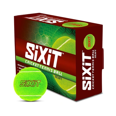 SiXiT Heavy Rubber Cricket Tennis Ball For Overarm cricket (Green, Medium Size) - Pack of 6