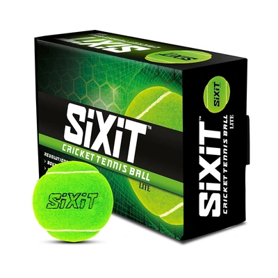 Sixit Rubber Lite Cricket Tennis Ball Pack Of 6, Green