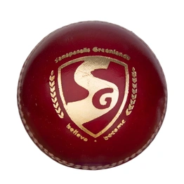 SG Shield 20 Two-Piece Water Proof Cricket Leather Ball, Regular Size (Red) (PACK OF 1)