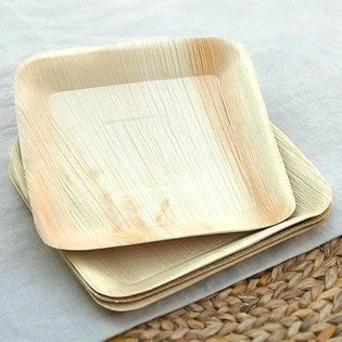 Biodegradable Square Wooden/Bamboo Plates Palm Leaf In Different Size