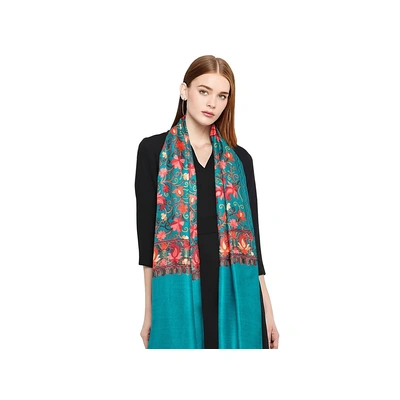 CASMIR Women FIROZI & RED,Green Embroidered Stole