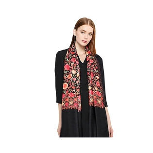 CASMIR Women Black & Green Embroidered STOLE (S902)