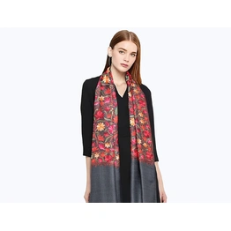 CASMIR Women GREY & RED ,Green Embroidered STOLE (S905)