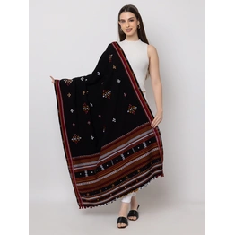 KUTCH Hand Embroidery Mirror Work BLACK Woolen Shawl