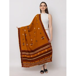 KUTCH Hand Embroidery Mirror Work MUSTARD Woolen Shawl