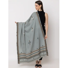 KUTCH Hand Embroidery Mirror Work GREY Woolen Shawl