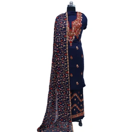 THREADWORK GEORGETTE SALWAR SUITS (# P104-BLUE)