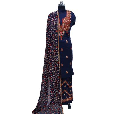 THREADWORK GEORGETTE SALWAR SUITS (# P104-BLUE)