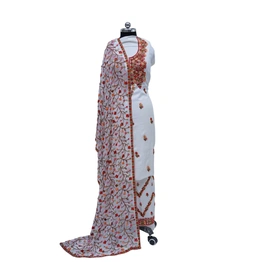 THREADWORK GEORGETTE SALWAR SUITS (# P104-WHITE)