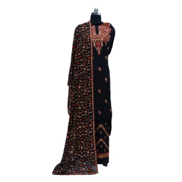 THREADWORK GEORGETTE SALWAR SUITS (# P104 -BLACK)