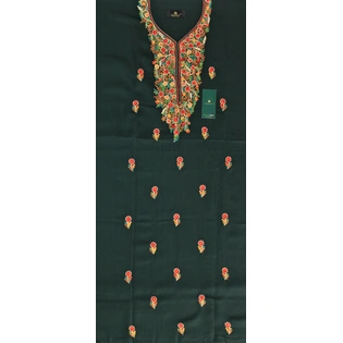 CASMIR Women Pashmina Kashmiri TILLA/ZARI Embroidery WORK SALWAR SUIT(#J602-BOTTLEGREEN)