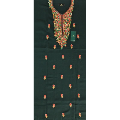 CASMIR Women Pashmina Kashmiri TILLA/ZARI Embroidery WORK SALWAR SUIT(#J602-BOTTLEGREEN)