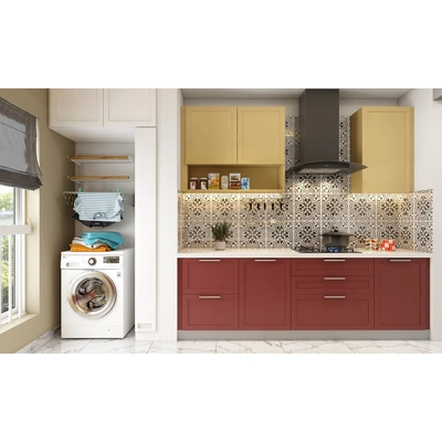 A Parallel Kitchen With A Laundry Area