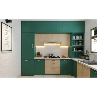 A Unique Green And White Modern Kitchen