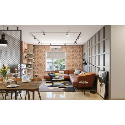 An Industrial Style Living Cum Dining Room Design