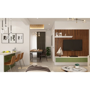 A Living Room Cum Open Kitchen Design