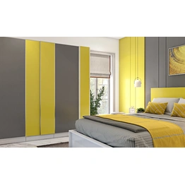 A Bedroom Design With Modular Furniture In Yellow And Grey