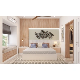 A Soothing Bedroom With Walk-In Dressing Room