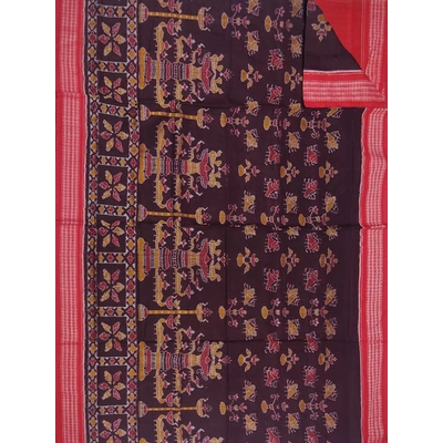 Sambalpuri Cotton Saree (Red & Black) By Koustuva Exports