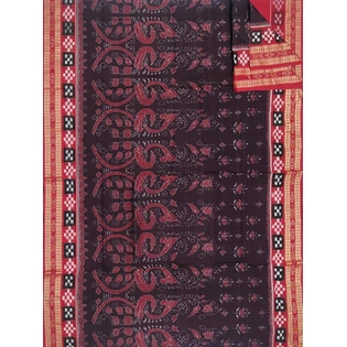 Sambalpuri Cotton Saree (Black & Red) By Koustuva Exports