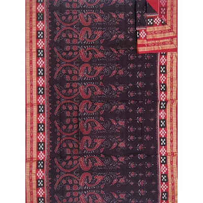 Sambalpuri Cotton Saree (Black & Red) By Koustuva Exports