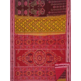 Sambalpuri Cotton Saree (Maroon & Yellow) By Koustuva Exports