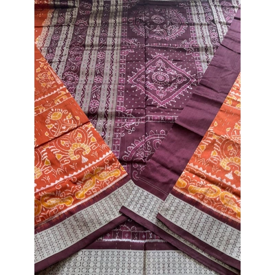 Sambalpuri Cotton Saree (Purple & Orange) By Koustuva Exports