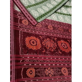 Sambalpuri Cotton Saree (Purple & Green) By Koustuva Exports