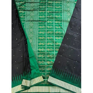 Sambalpuri Silk Saree (Green & Black) By Koustuva Exports