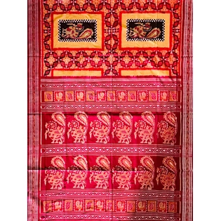 Sambalpuri Silk Saree (Red & Yellow) By Koustuva Exports