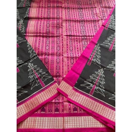 Sambalpuri Silk Saree (Pink & Black) By Koustuva Exports