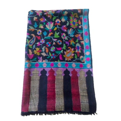 Black Colour Kani Shawl with Motifs