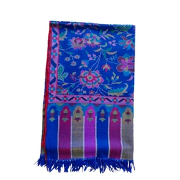 Blue Colour Kani Shawl with Large Motifs