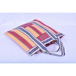 Recycled Nylon Striped Indian Market Shopping Bag With Front Pocket