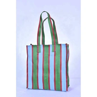 Recycled Nylon Striped Indian Market Shopping Bag