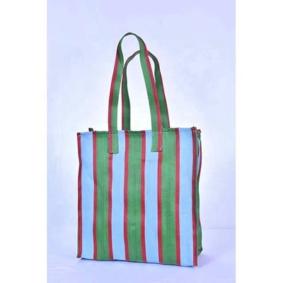 Recycled Nylon Striped Indian Market Shopping Bag