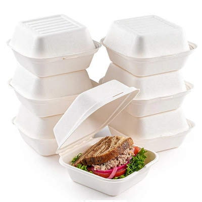 6" X 6" Clamshell - Sugarcane Bagasse Tableware