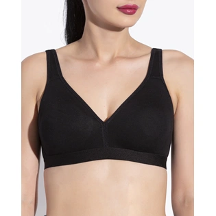 JETAASI BROAD BLACK STRAP NON PADDED NON WIRED T SHIRT BRA