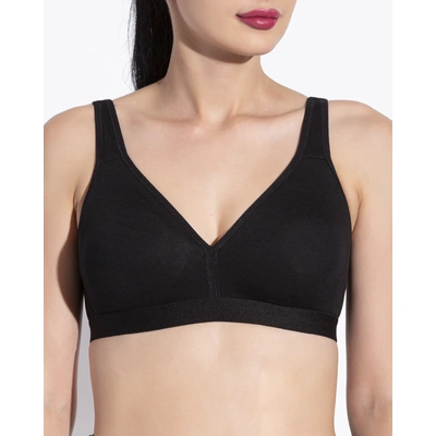 JETAASI BROAD BLACK STRAP NON PADDED NON WIRED T SHIRT BRA