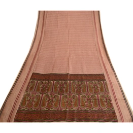 Sanskriti Vintage Sarees Light Pink Pure Silk Printed Sari Floral Craft Fabric, PR-63735