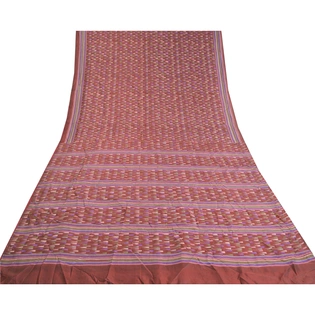 Sanskriti Vintage Dark Red Indian Sarees 100% Pure Silk Printed Sari Fabric, PR-58830