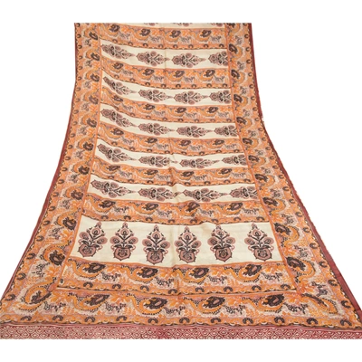 Sanskriti Vintage Multi Sarees 100% Pure Silk Printed Sari 5Yd Soft Craft Fabric, PR-59304