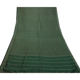 Sanskriti Vintage Sarees Green Indian Printed Pure Silk Sari Decor Craft Fabric, PR-64517