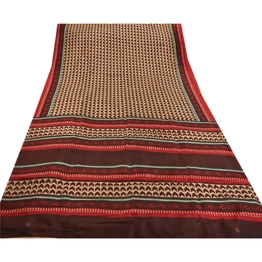 Sanskriti Vintage Brown Sarees Art Silk Printed Craft Fabric Indian Sari, PR-41552