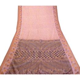 Sanskriti Vintage Sarees Mauve Indian Printed Pure Silk Sari Soft Craft Fabric, PR-63386